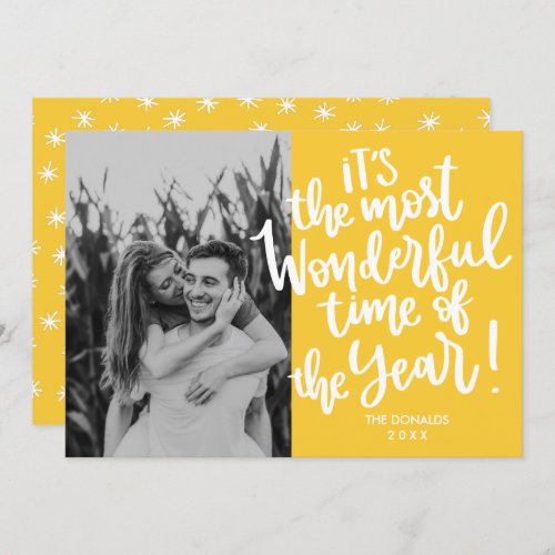Most Wonderful time of Year  Yellow HOLIDAY Photo Invitation