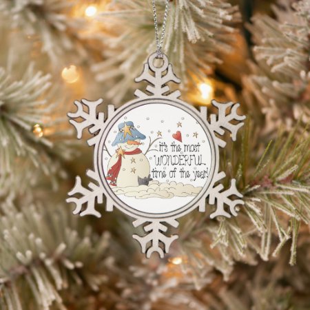 Most Wonderful Time Snowman Christmas Ornament