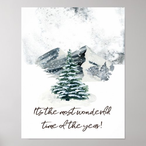 Most Wonderful Time Watercolor Winter Holidays Po Poster