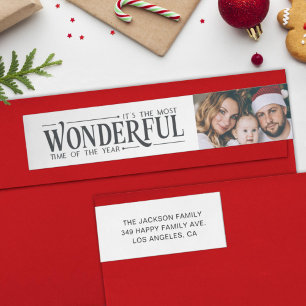 Most wonderful time with photo return address wrap around label