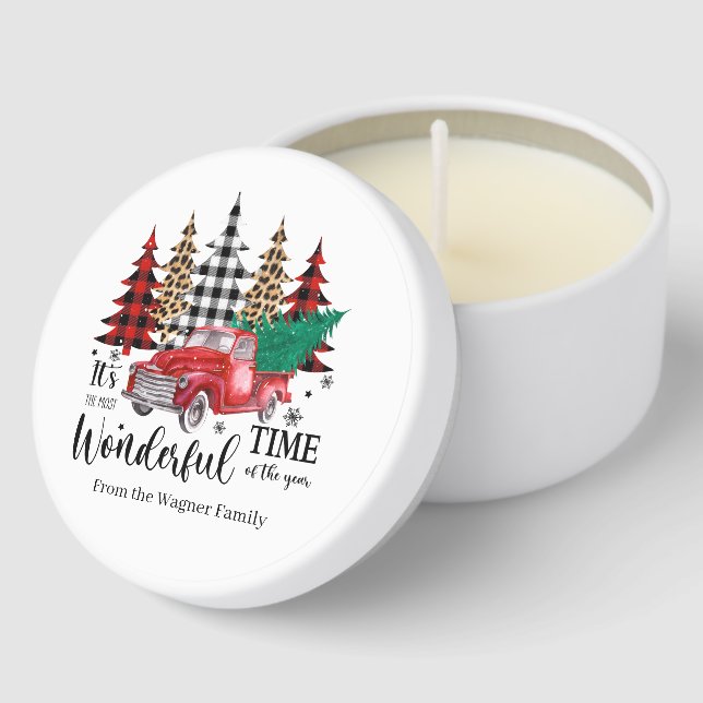 Most wonderful time year Country truck Mini Candle Favors (Corner)