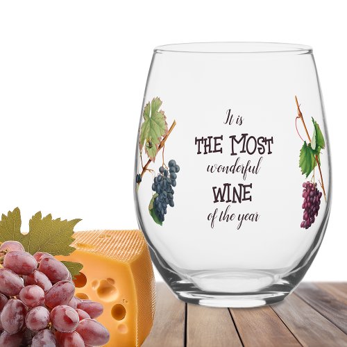 Most Wonderful Wine of the Year Funny  Stemless Wine Glass