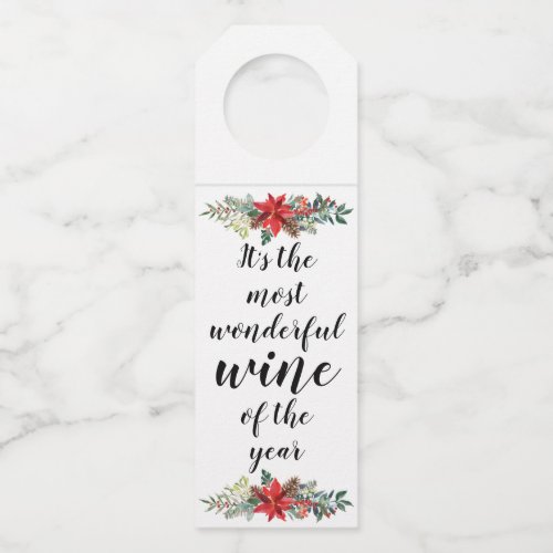 Most Wonderful WINE of the Year Holiday Bottle Hanger Tag