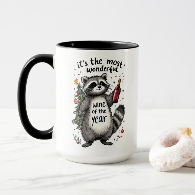 Most Wonderful Wine of the Year Raccoon  Mug (With Donut)