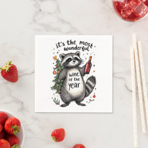 Most Wonderful Wine of the Year Raccoon Napkins