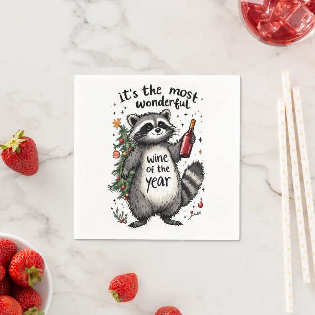 Most Wonderful Wine of the Year Raccoon  Napkins (Insitu)