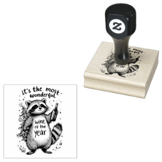 Most Wonderful Wine of the Year Raccoon  Rubber Stamp