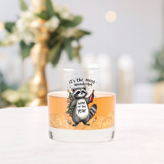Most Wonderful Wine of the Year Raccoon  Whiskey Glass (Insitu (Wedding))