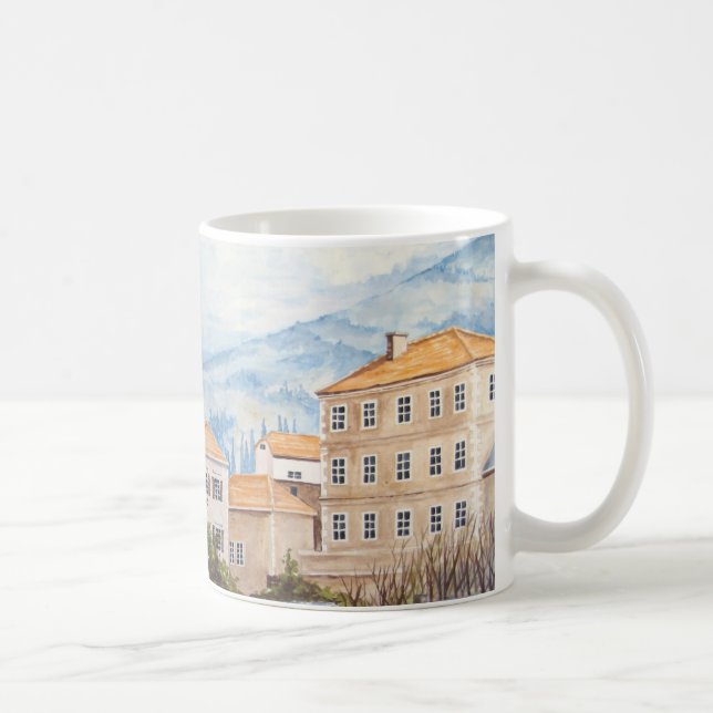 Mostar, Bosnia - Acrylic Townscape Painting Coffee Mug (Right)