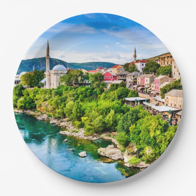Mostar Bosnia and Herzegovina Paper Plates (Front)