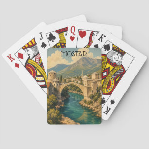 Mostar Bosnia Old Bridge Stari Vintage Travel Poker Cards