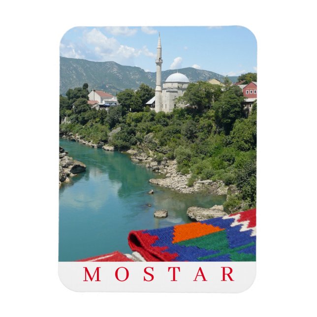 Mostar mosque view fridge magnet (Vertical)