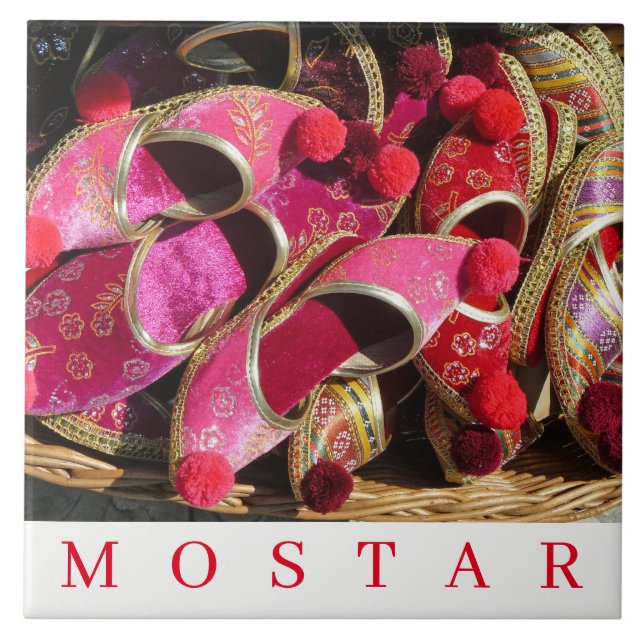 Mostar souvenir slippers ceramic tile (Front)