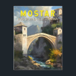 Mostar Stari Most Travel Oil Painting Art Vintage Postcard<br><div class="desc">Mostar travel design in a renaissance art style. It’s known for the iconic Stari Most (Old Bridge),  a reconstructed medieval arched bridge.</div>
