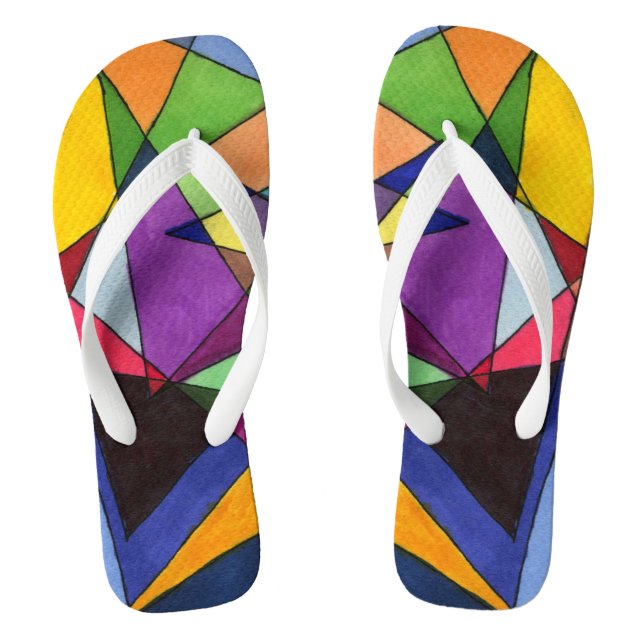 "Mostly Acutes" abstract flip flops. Flops (Footbed)