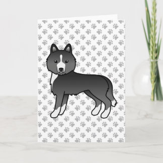 Mostly Black Siberian Husky Cute Cartoon Dog Card
