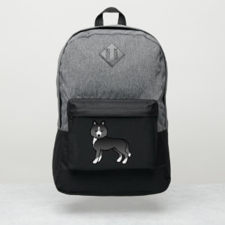 Mostly Black Siberian Husky Cute Cartoon Dog Port Authority® Backpack