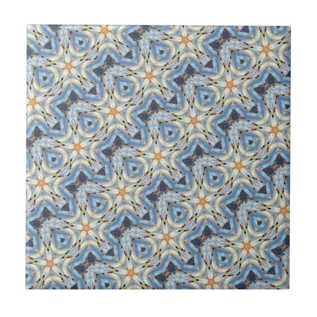 mostly blue diagonal moroccan tile (Front)