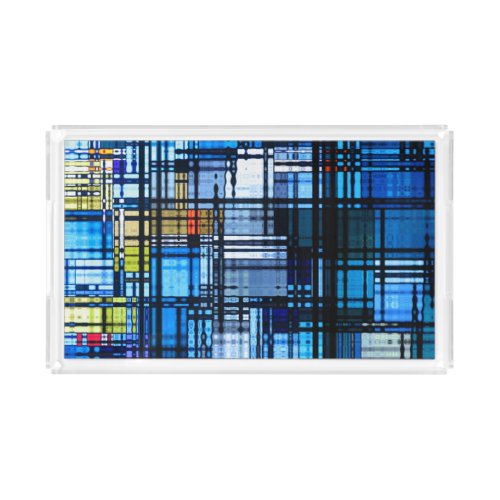 Mostly Blue Modern Abstract Acrylic Tray