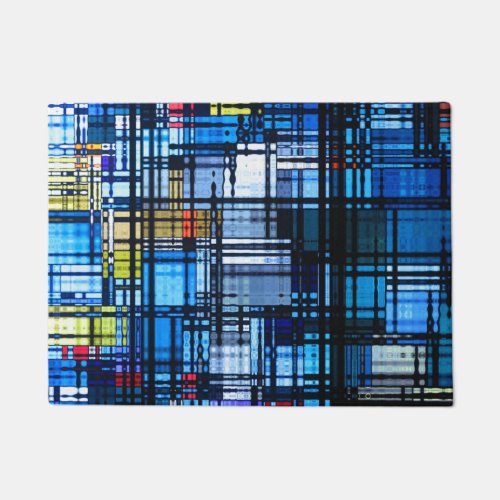 Mostly Blue Modern Abstract Doormat