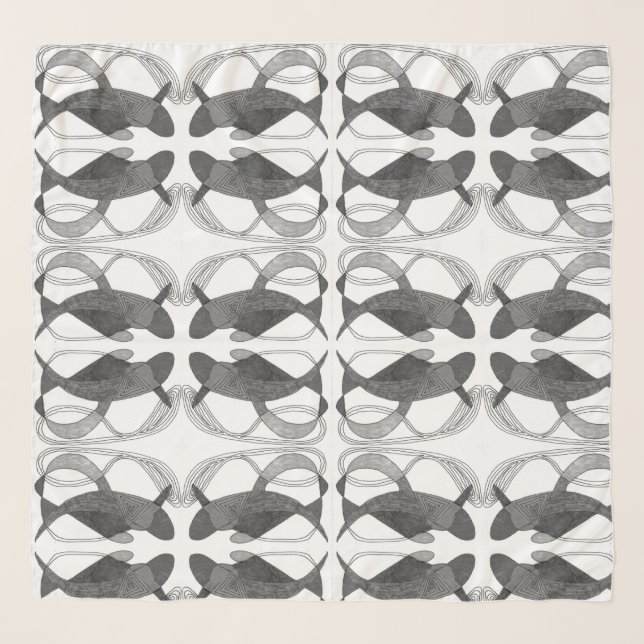 Mostly curved lined modern abstract design   scarf (Front)