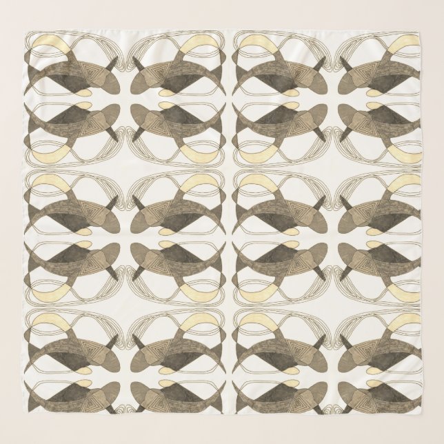 Mostly curved lined modern abstract design   scarf (Front)