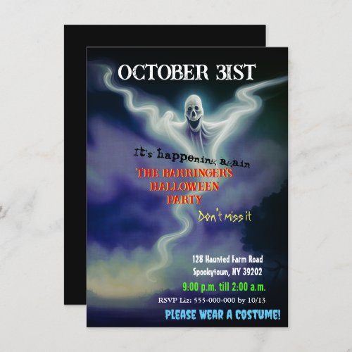 Mostly Friendly Ghost Fun Adult Halloween Party Invitation