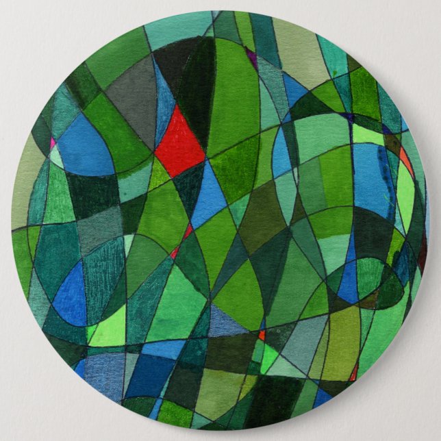 "Mostly Greens" Abstract Art Button (Front)