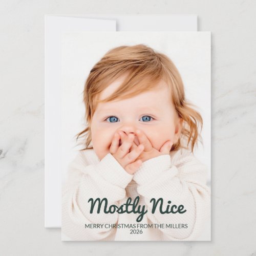 Mostly Nice Funny 2 Photo Holiday Christmas Card