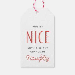 Mostly Nice Red Stripe Christmas Gift Tag