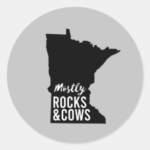 Mostly Rocks and Cows Funny Minnesota Classic Round Sticker