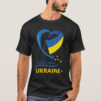 Mostyska Ukraine National Flag Heart Emblem Crest T-Shirt