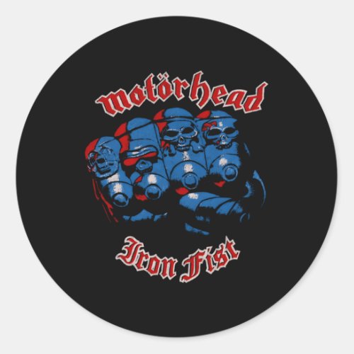 MotRhead ââœ Iron Fist Red Blue Skulls Classic Round Sticker