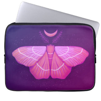 Moth And Moon Purple Witchy Magical Laptop Sleeve