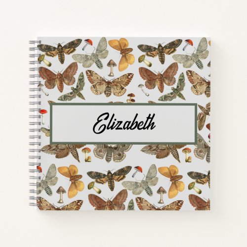 Moth and Mushroom Cottagecore Aesthetic Notebook