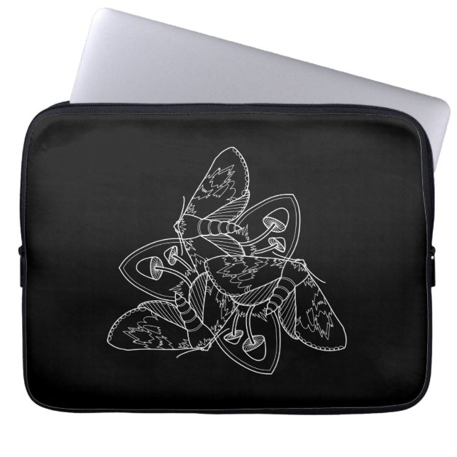 Moth and Mushroom Laptop Sleeve (Front)