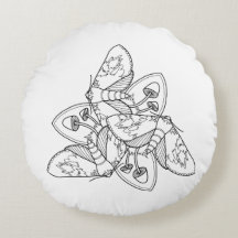 Moth and Mushroom Throw Pillow