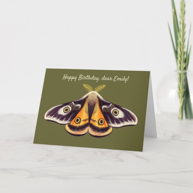 Moth Birthday Insect Art Goblincore Witchy Green Card (Front)