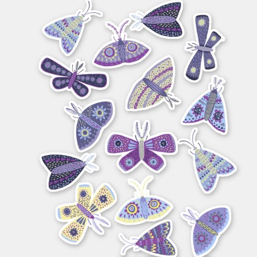 Moth Blue Purple Art Sticker