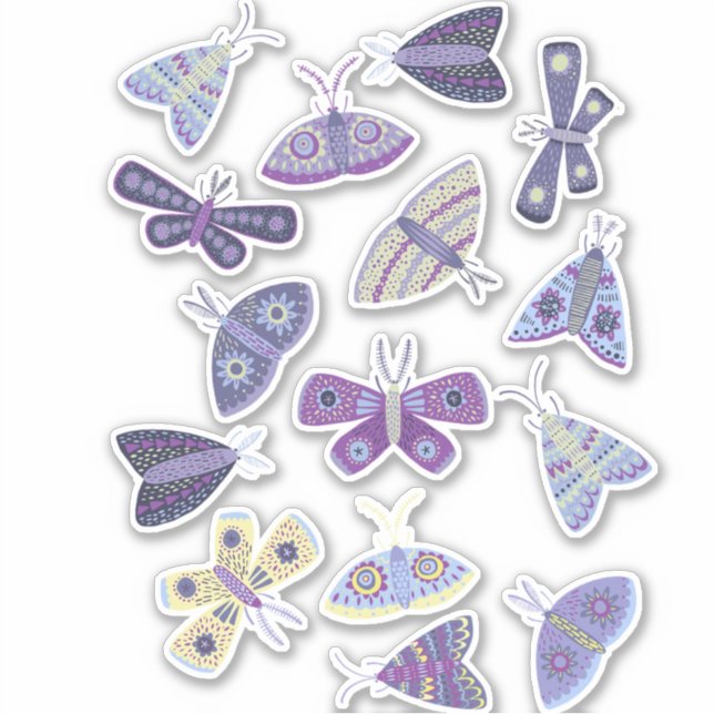 Moth Blue Purple Art Sticker (Front)