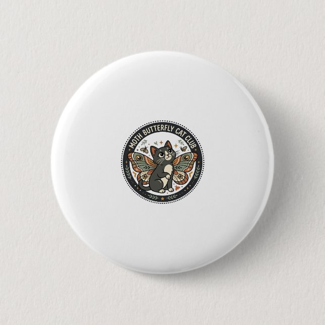 Moth Butterfly Cat POD Vector Art - Moth Butterfly Button (Front)