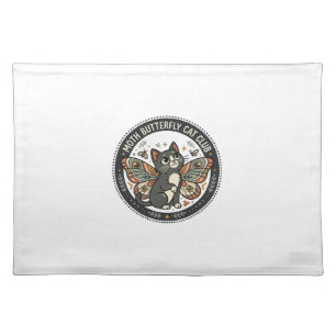 Moth Butterfly Cat POD Vector Art - Moth Butterfly Cloth Placemat