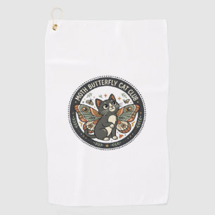 Moth Butterfly Cat POD Vector Art - Moth Butterfly Golf Towel
