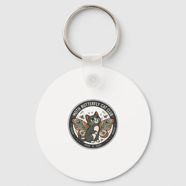 Moth Butterfly Cat POD Vector Art - Moth Butterfly Keychain (Front)