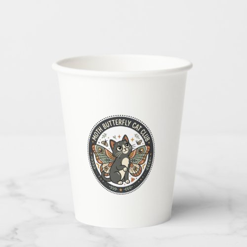 Moth Butterfly Cat POD Vector Art - Moth Butterfly Paper Cups