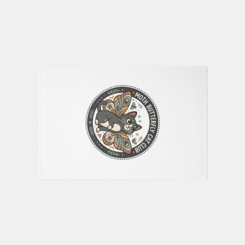 Moth Butterfly Cat POD Vector Art - Moth Butterfly Rug