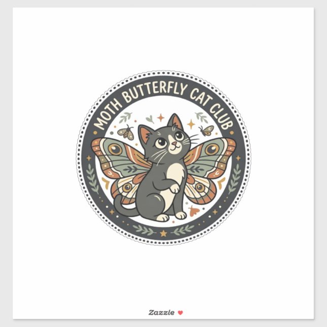 Moth Butterfly Cat POD Vector Art - Moth Butterfly Sticker (Sheet)