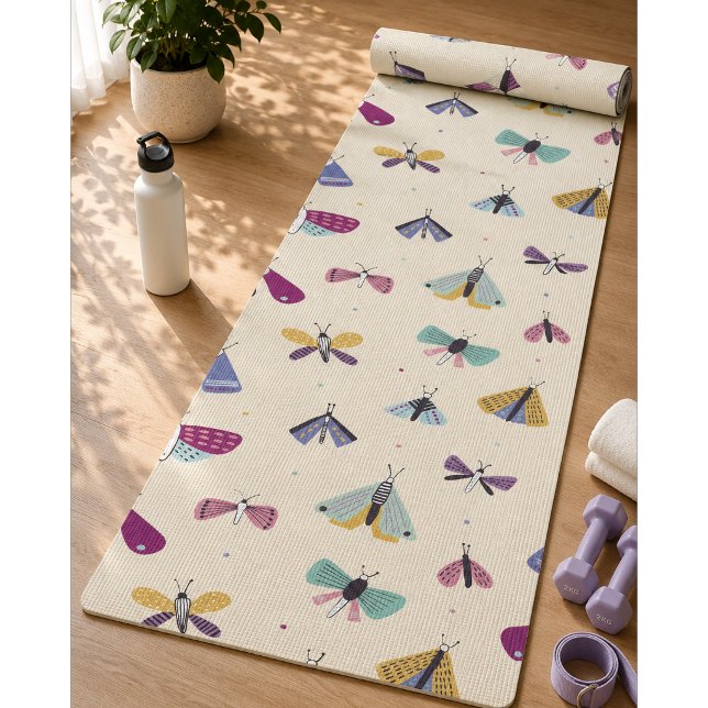Moth Butterfly colorful Pattern Yoga Mat (Creator Uploaded)