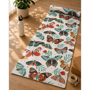 Moth Butterfly colorful Pattern Yoga Mat