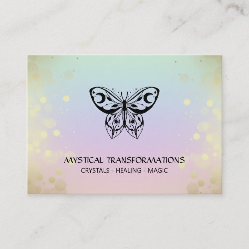  Moth Butterfly Magic Boho Rainbow Pastel  Business Card